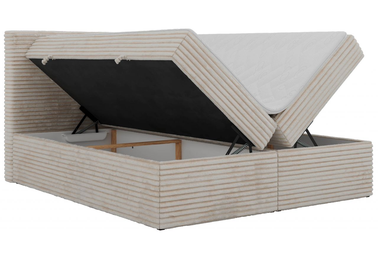 Łóżko kontynentalne TILION 160x200 - H3 - beżowy, sztruks - Topper T25