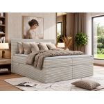 Łóżko kontynentalne TILION 200x200 - H3 - beżowy, sztruks - Topper T25