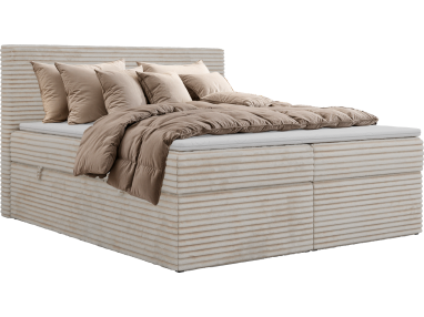 Łóżko kontynentalne TILION 160x200 - H4 - beżowy, sztruks - Topper T25