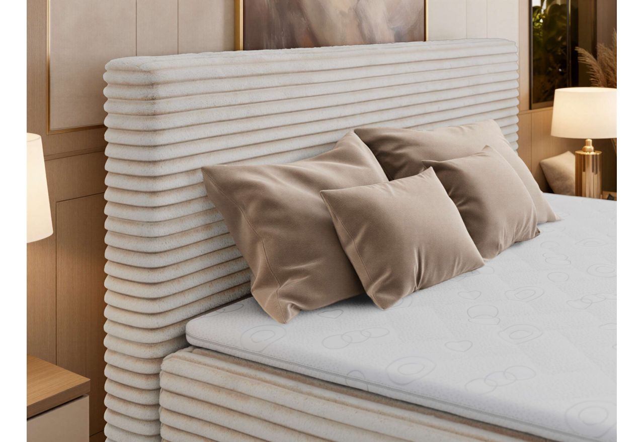 Łóżko kontynentalne TILION 160x200 - H4 - beżowy, sztruks - Topper T25