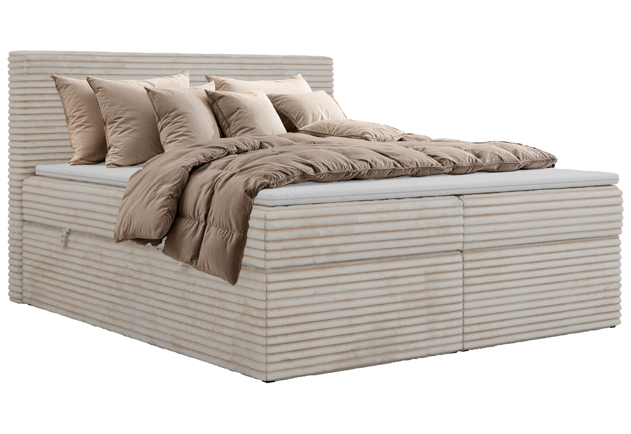 Łóżko kontynentalne TILION 180x200 - H4 - beżowy, sztruks - Topper T25