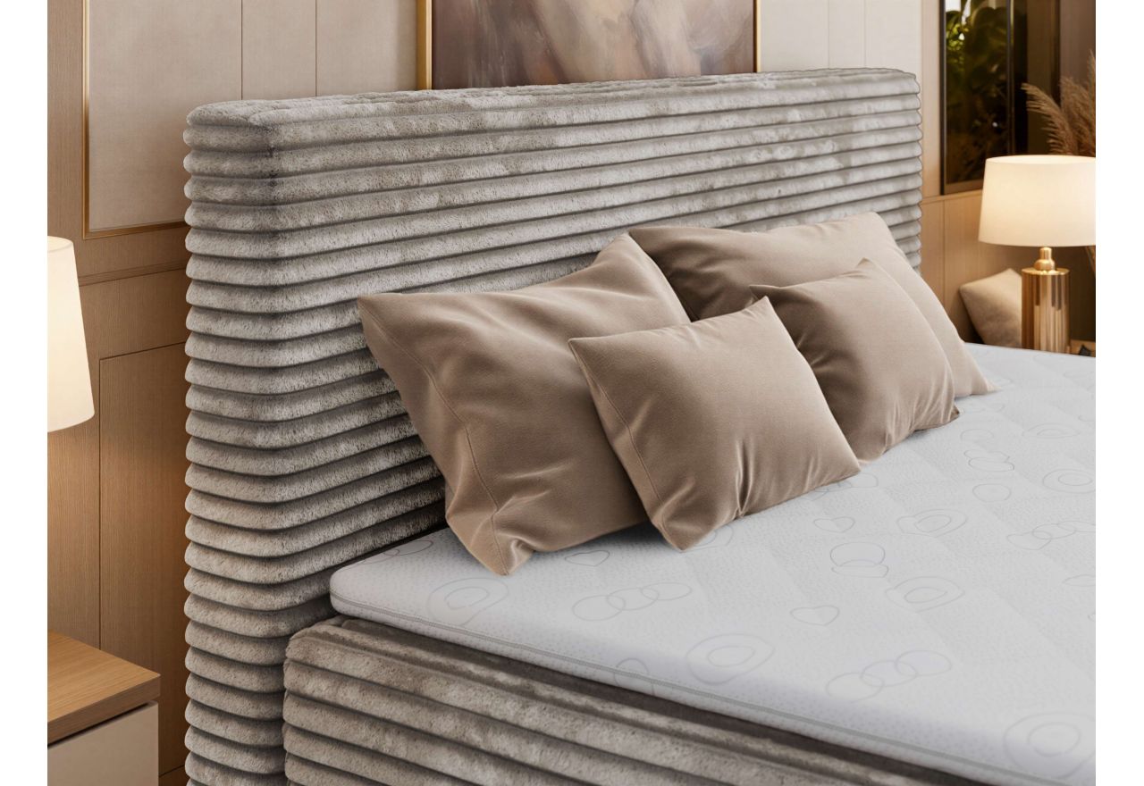 Łóżko kontynentalne TILION 140x200 - H4 - jasnobrązowy, sztruks - Topper T25