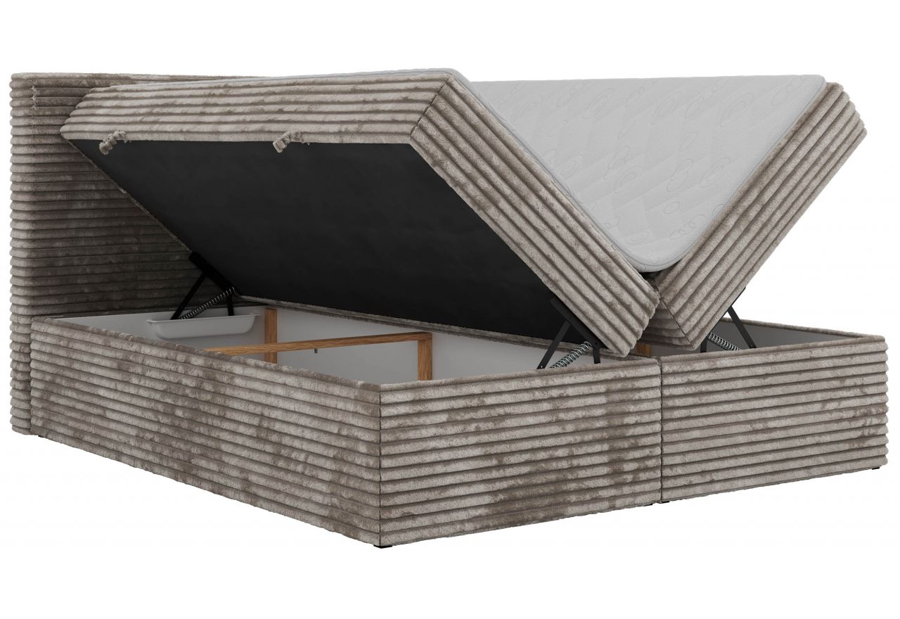 Łóżko kontynentalne TILION 180x200 - H4 - jasnobrązowy, sztruks - Topper T25