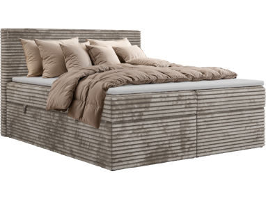 Łóżko kontynentalne TILION 200x200 - H4 - jasnobrązowy, sztruks - Topper T25