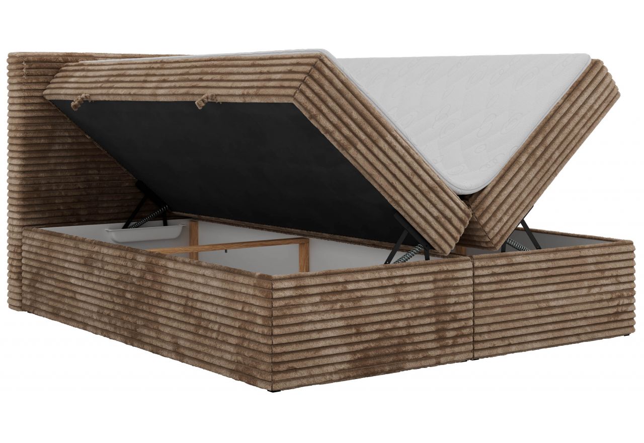 Łóżko kontynentalne TILION 180x200 - H3 - brązowy, sztruks - Topper T25