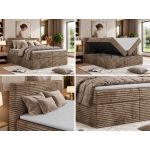 Łóżko kontynentalne TILION 160x200 - H4 - brązowy, sztruks - Topper T25