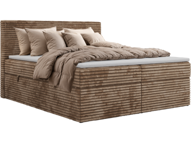 Łóżko kontynentalne TILION 180x200 - H4 - brązowy, sztruks - Topper T25