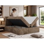 Łóżko kontynentalne TILION 200x200 - H4 - brązowy, sztruks - Topper T25