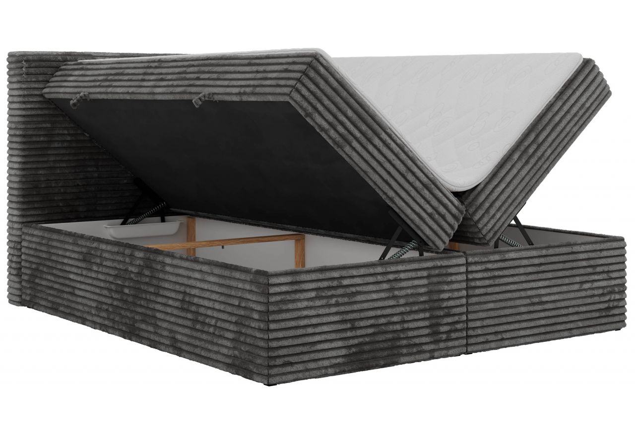 Łóżko kontynentalne TILION 140x200 - H3 - ciemnoszary, sztruks - Topper T25