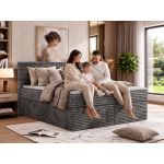 Łóżko kontynentalne TILION 200x200 - H3 - ciemnoszary, sztruks - Topper T25