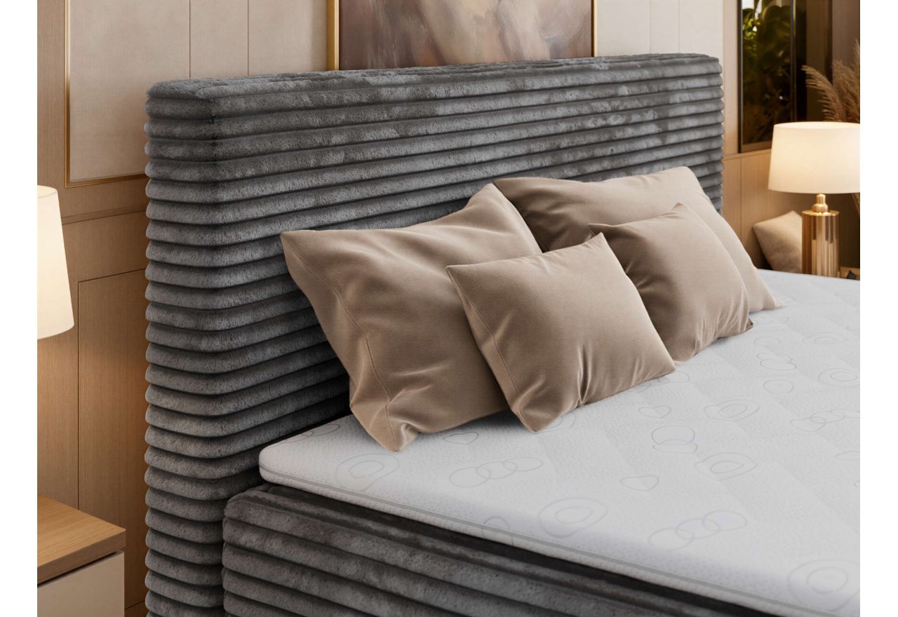 Łóżko kontynentalne TILION 140x200 - H4 - ciemnoszary, sztruks - Topper T25