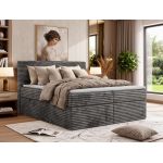 Łóżko kontynentalne TILION 160x200 - H4 - ciemnoszary, sztruks - Topper T25