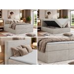 Łóżko kontynentalne TILION 160x200 - H3 - beżowy, sztruks - Topper Visco