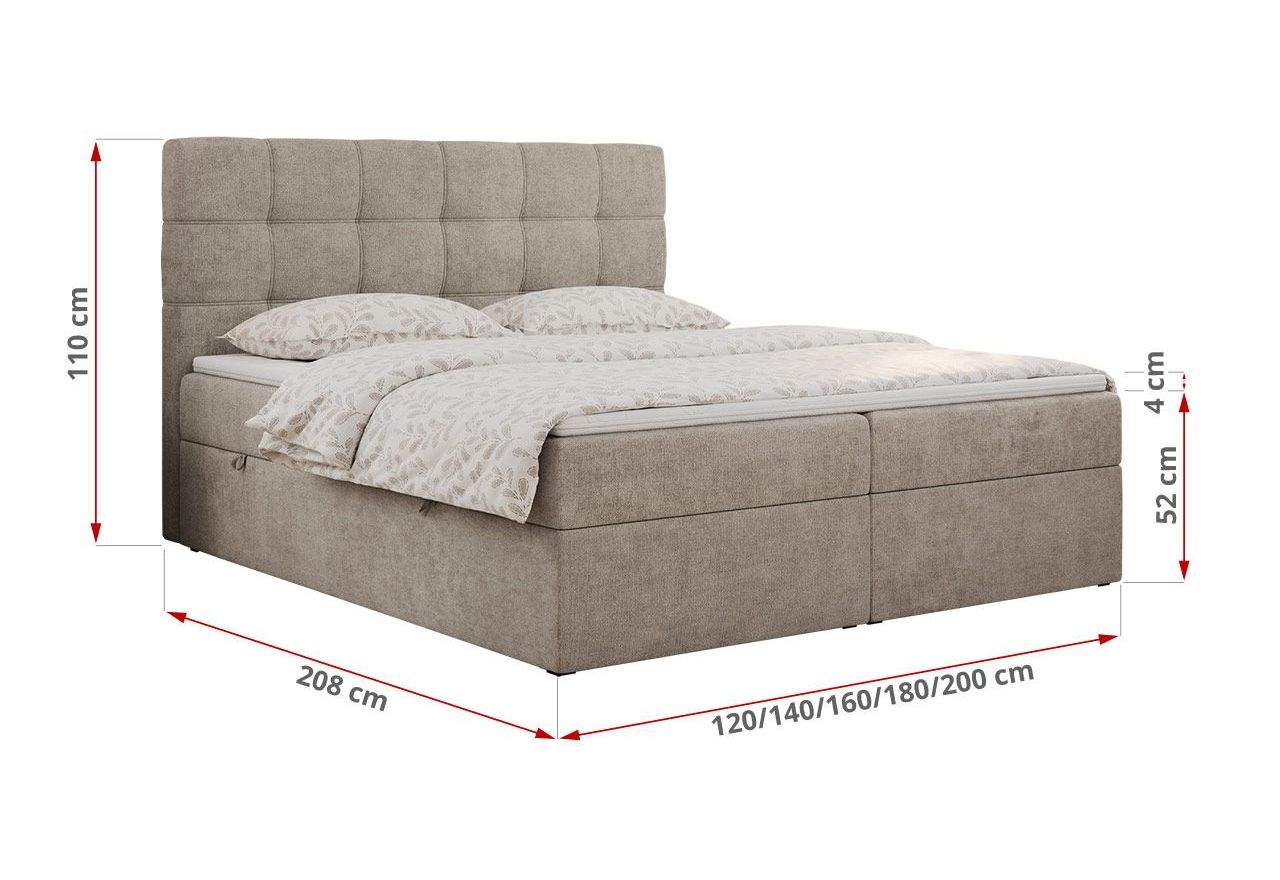 Łóżko kontynentalne ERNI 180x200 - Matana 17 - beżowy - OUTLET