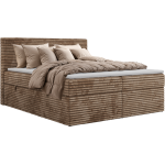 Łóżko kontynentalne TILION 160x200 - H3 - brązowy, sztruks - Topper Visco