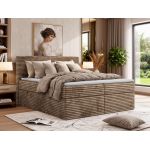 Łóżko kontynentalne TILION 200x200 - H3 - brązowy, sztruks - Topper Visco