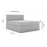 Łóżko kontynentalne TILION 200x200 - H3 - ciemnoszary, sztruks - Topper Visco