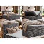 Łóżko kontynentalne TILION 140x200 - H4 - ciemnoszary, sztruks - Topper Visco