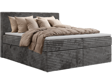 Łóżko kontynentalne TILION 180x200 - H4 - ciemnoszary, sztruks - Topper Visco