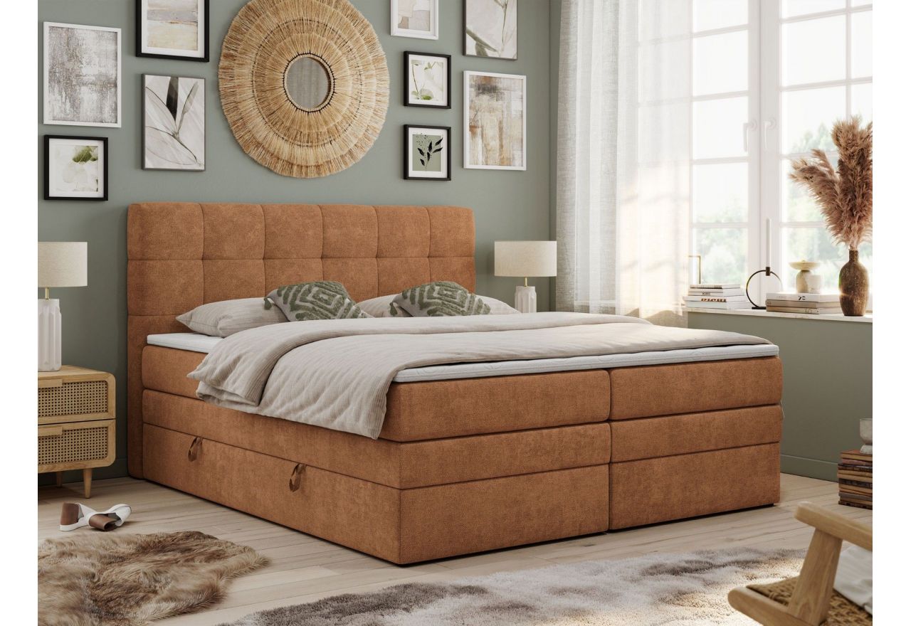 Łóżko kontynentalne LUKA KING 180x200 - Matana 08 - pomarańczowy - OUTLET