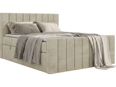 Łóżko kontynentalne - ALVER DUO 140x200 - H3 - beżowy, welwet - Topper T25