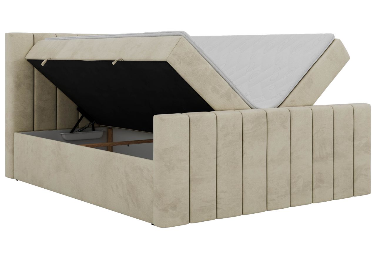 Łóżko kontynentalne - ALVER DUO 180x200 - H3 - beżowy, welwet - Topper T25