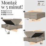 Łóżko kontynentalne - ALVER DUO 200x200 - H3 - beżowy, welwet - Topper T25