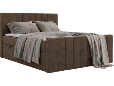 Łóżko kontynentalne - ALVER DUO 160x200 - H3 - brązowy, welwet - Topper T25