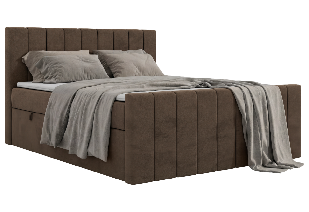 Łóżko kontynentalne - ALVER DUO 140x200 - H4 - brązowy, welwet - Topper T25