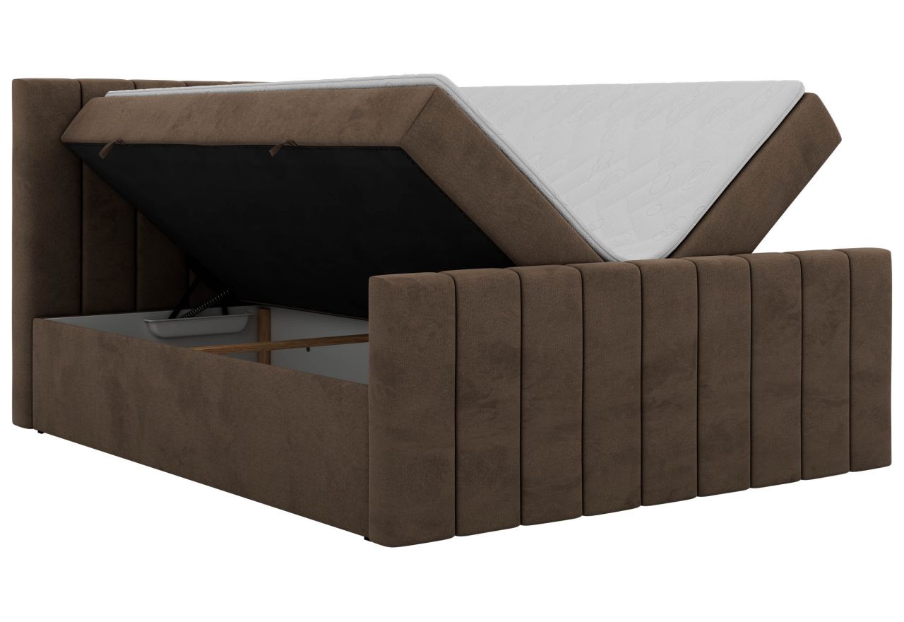 Łóżko kontynentalne - ALVER DUO 140x200 - H4 - brązowy, welwet - Topper T25