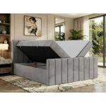 Łóżko kontynentalne - ALVER DUO 160x200 - H3 - jasnoszary, welwet - Topper T25