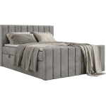Łóżko kontynentalne - ALVER DUO 180x200 - H3 - jasnoszary, welwet - Topper T25