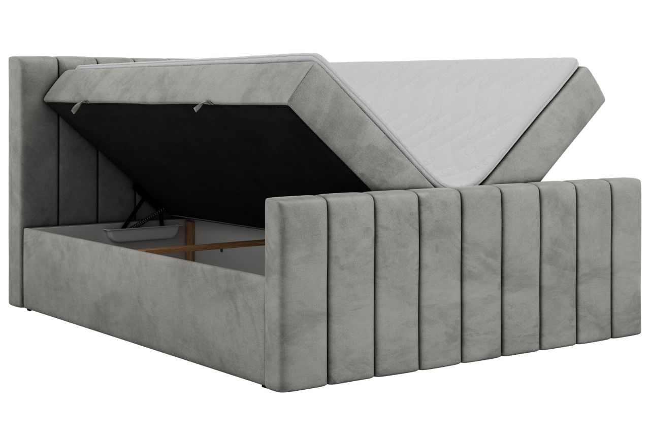 Łóżko kontynentalne - ALVER DUO 180x200 - H3 - jasnoszary, welwet - Topper T25