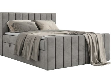 Łóżko kontynentalne - ALVER DUO 200x200 - H3 - jasnoszary, welwet - Topper T25