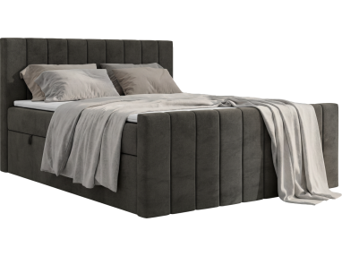 Łóżko kontynentalne - ALVER DUO 160x200 - H3 - ciemnoszary, welwet - Topper T25