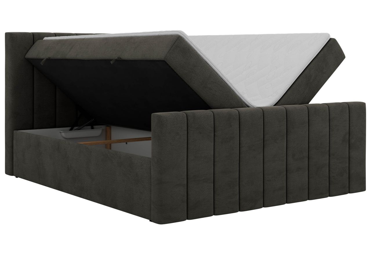 Łóżko kontynentalne - ALVER DUO 180x200 - H4 - ciemnoszary, welwet - Topper T25