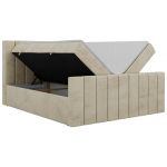 Łóżko kontynentalne - ALVER DUO 160x200 - H3 - beżowy, welwet - Topper Visco
