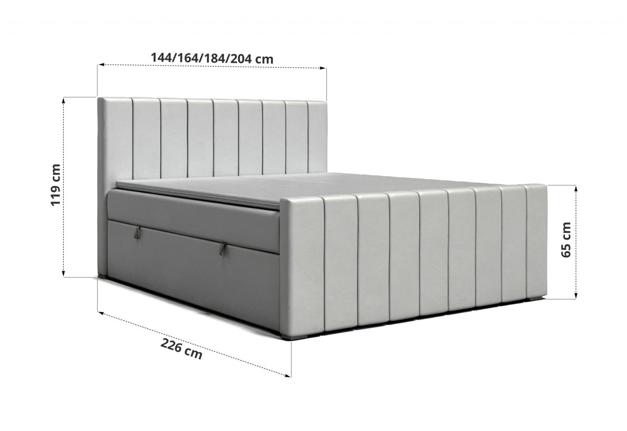 Łóżko kontynentalne - ALVER DUO 180x200 - H4 - brązowy, welwet - Topper Visco