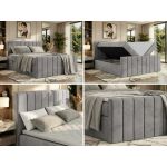 Łóżko kontynentalne - ALVER DUO 140x200 - H3 - jasnoszary, welwet - Topper Visco