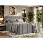 Łóżko kontynentalne - ALVER DUO 140x200 - H4 - jasnoszary, welwet - Topper Visco