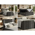 Łóżko kontynentalne - ALVER DUO 160x200 - H4 - ciemnoszary, welwet - Topper Visco