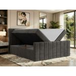 Łóżko kontynentalne - ALVER DUO 180x200 - H4 - ciemnoszary, welwet - Topper Visco