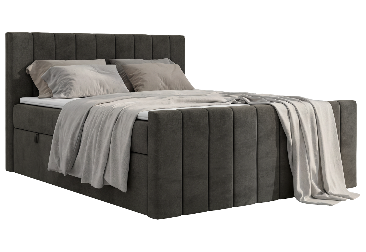 Łóżko kontynentalne - ALVER DUO 200x200 - H4 - ciemnoszary, welwet - Topper Visco