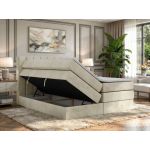 Łóżko kontynentalne - ALVER KING 160x200 - H3 - beżowy, welwet - Topper T25