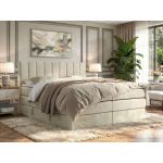 Łóżko kontynentalne - ALVER KING 200x200 - H4 - beżowy, welwet - Topper T25