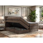 Łóżko kontynentalne - ALVER KING 140x200 - H3 - brązowy, welwet - Topper T25