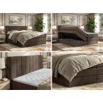 Łóżko kontynentalne - ALVER KING 160x200 - H3 - brązowy, welwet - Topper T25