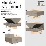 Łóżko kontynentalne - ALVER KING 160x200 - H3 - brązowy, welwet - Topper T25