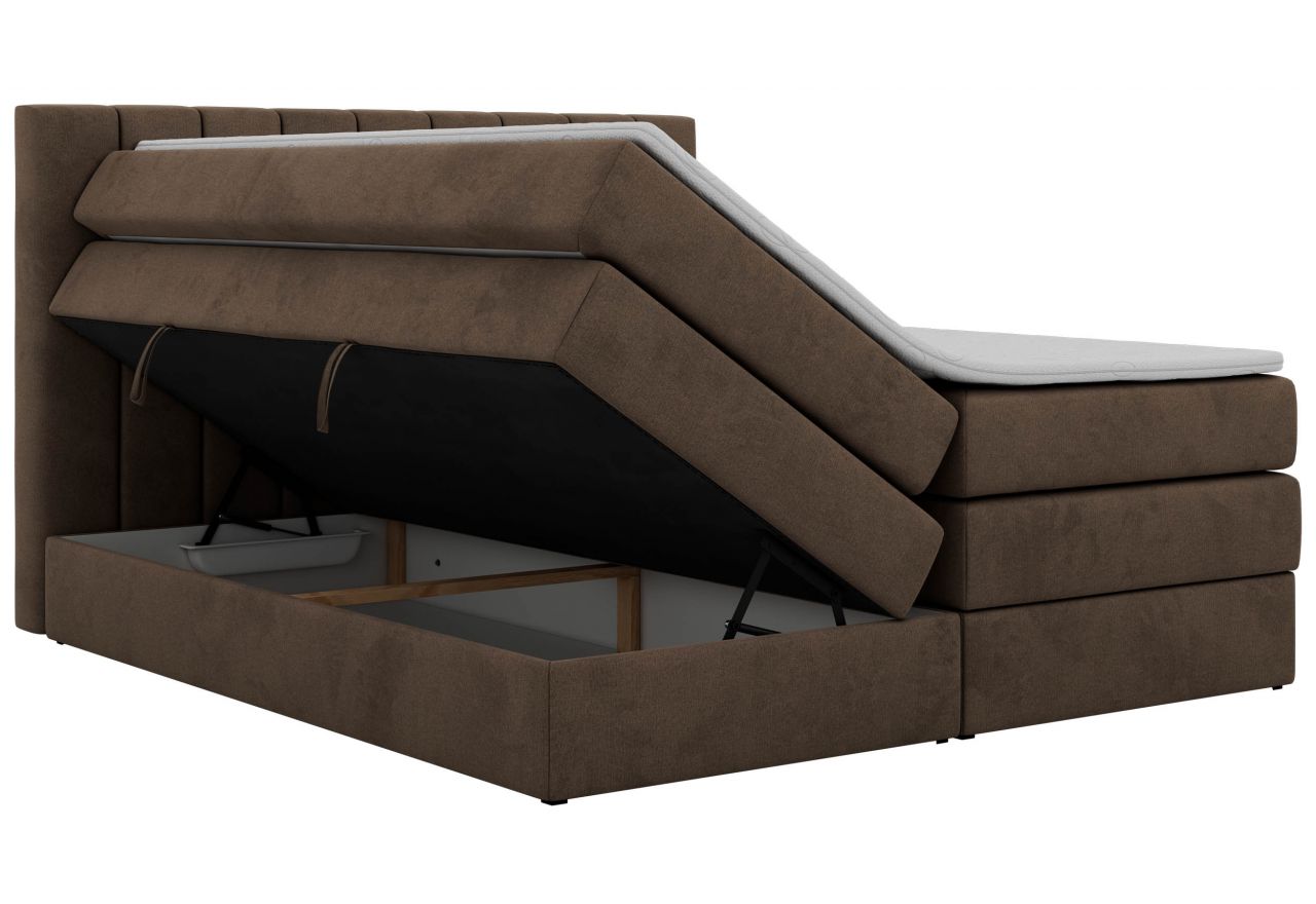 Łóżko kontynentalne - ALVER KING 180x200 - H3 - brązowy, welwet - Topper T25