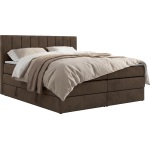Łóżko kontynentalne - ALVER KING 180x200 - H4 - brązowy, welwet - Topper T25